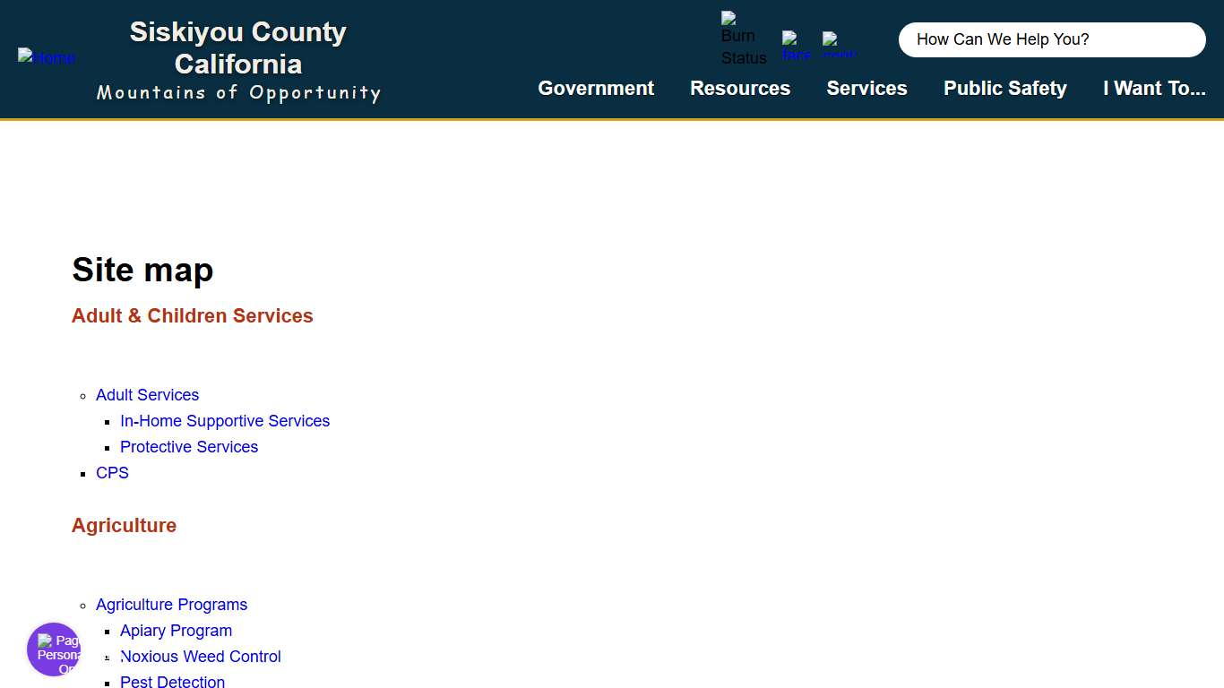 Site map Siskiyou County California